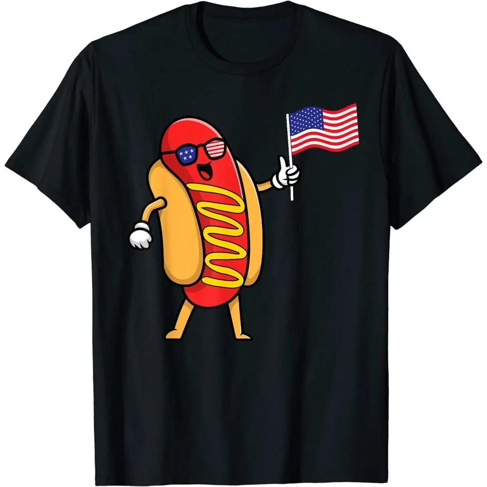 

4 июля Хот-дог Хот-дог 4 июля Мужская Женская Футболка XXXXXL чёрный