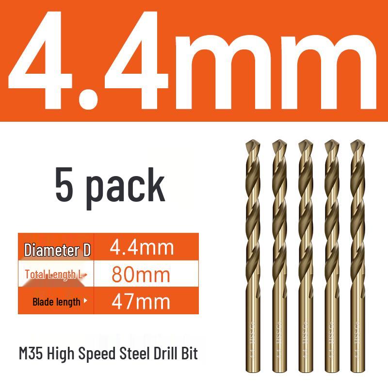 M35 Cobalt Twist Drill Bits Set for Stainless Steel, High Hardness, Straight Shank, Hand & Electric Drills