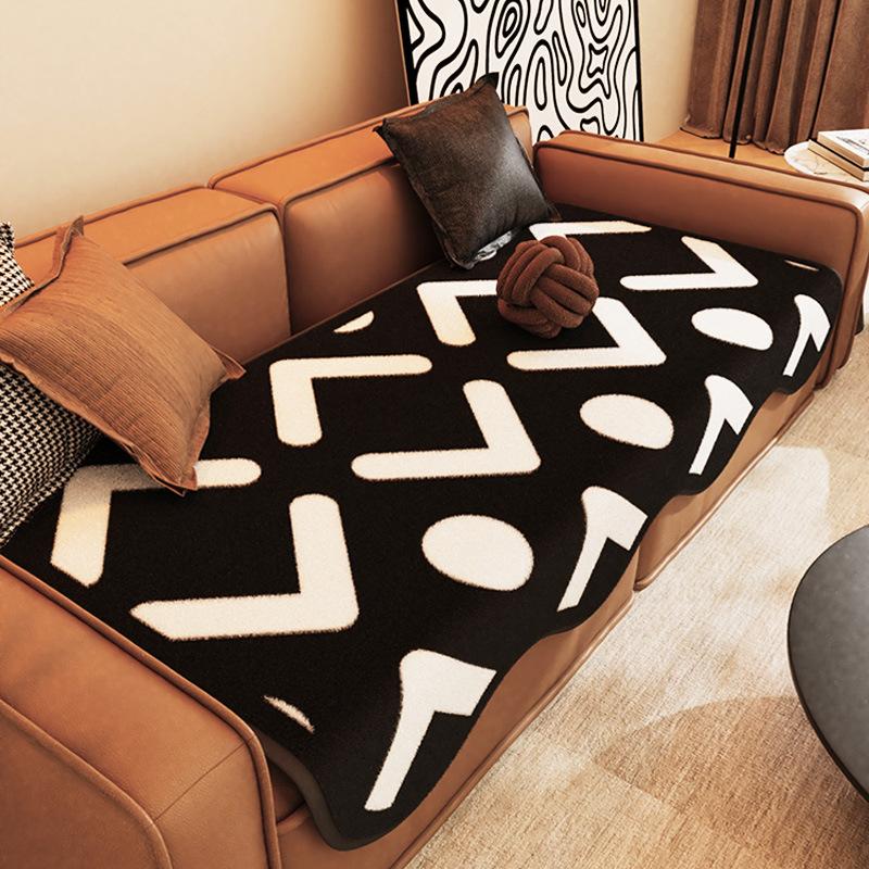 Wanxiang Updated Imitation Rabbit Fur Irregular Sofa Cushion Living Room Straight Row Sofa Cover Towel One Piece Anti-Scratching