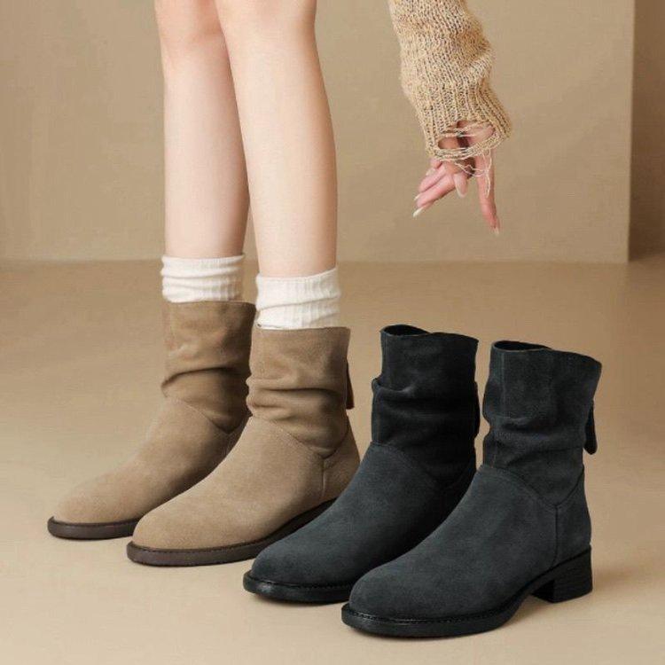 Martin Boots Women's New Short Boots Autumn Thick Heel Boots Retro Stacked Single Boots