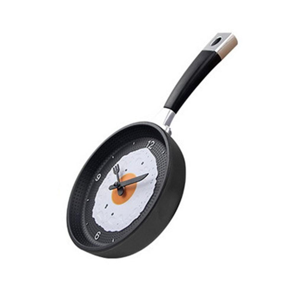 

3D сковорода в форме жареного яйца горшок на батарейках настенные часы современное украшение кухни 14 inches чёрный