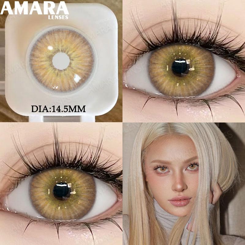 AMARA Schwarzfarbene Kontaktlinsen für Augen Braun Große Farbkontaktlinse Graue Kontaktlinse Natürlich gefärbte Pupillen softlenses Jährlich