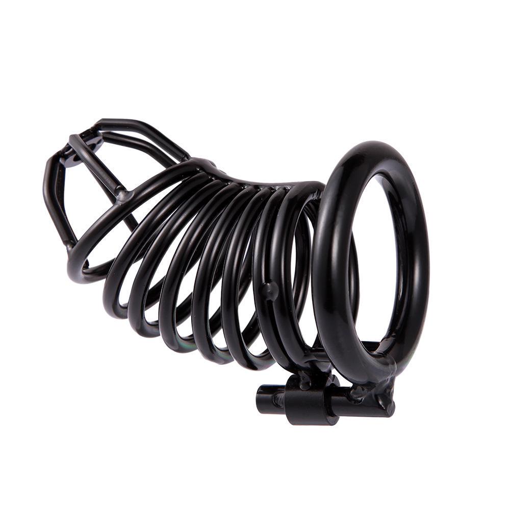 Male Steel Black Chastity Device Belt Bird Metal Cage Cock Lock Restraint Ring Sex Toy For Men