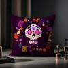 Mexico Easter Flower Skeleton Cushion Cover Case Antidustmite Pillowcase Invisible Zipper Silky Short Plush Sofa Cushion Cover
