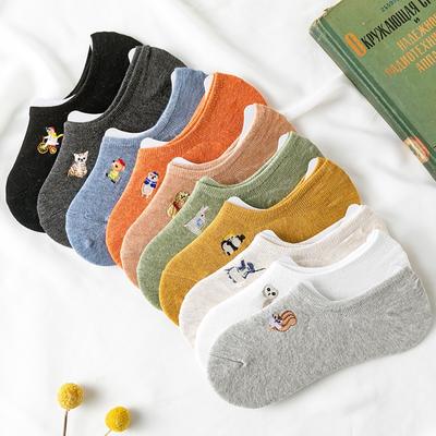 Japonais Kawaii mignon chaussettes courtes femmes dessin animé broderie coupe basse cheville chaussette pantoufles mode été Invisible No Show chaussettes Sox
