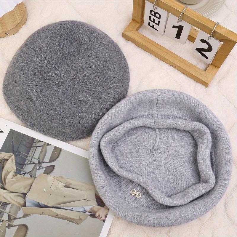 Autumn Winter Simple Premium Feel Sweet Cool Versatile British Painter Elegant Cute Style Beret Warm Windproof Solid Color Mushroom Pile Hat Cute Cap