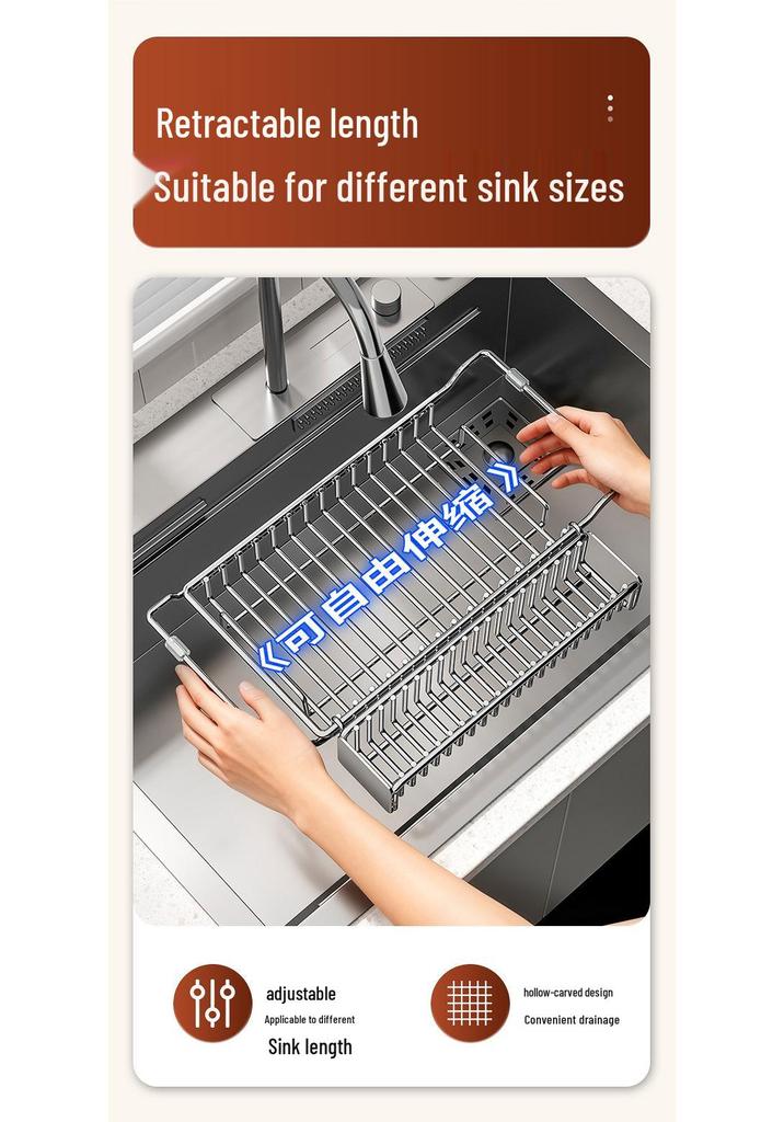 Retractable Stainless Steel Chopsticks Draining Basket & Sink Storage Rack for Kitchen & Fish Tank.