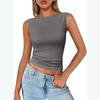 Solid Color round Neck Sleeveless Top Solid Crew Neck Slim fit Sleeveless Top Women