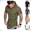 T-shirt con cappuccio tinta unita da uomo, estiva, casual, sportiva, a maniche corte
