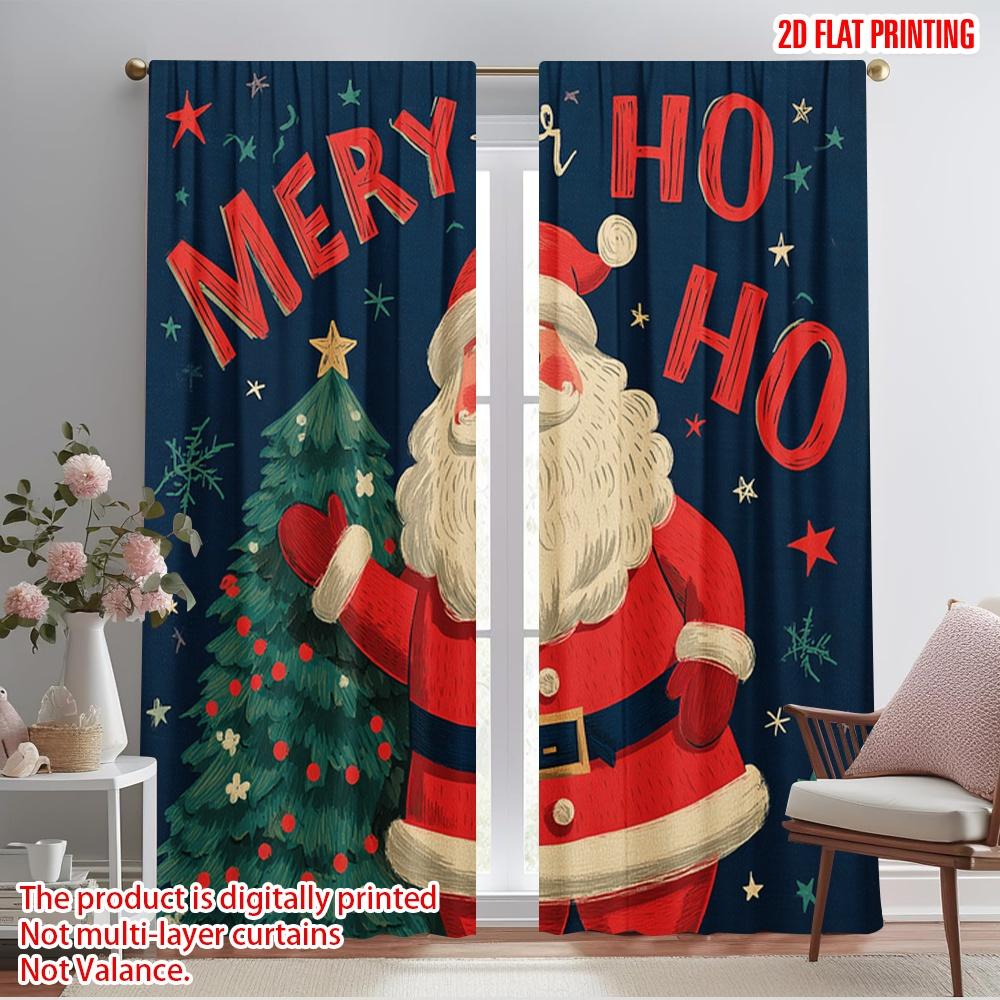 

2 шт., Шторы с 2D-печатью, с рисунком Санта-Клауса и заснеженной деревни, тканые из полиэстера (без удилища) Внутренние украшения Ldeal для 52.50×116.00 CM 2pcs