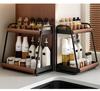 Double-Layer Kitchen Countertop Seasoning Rack for Oil, Salt, and Sauce Storage