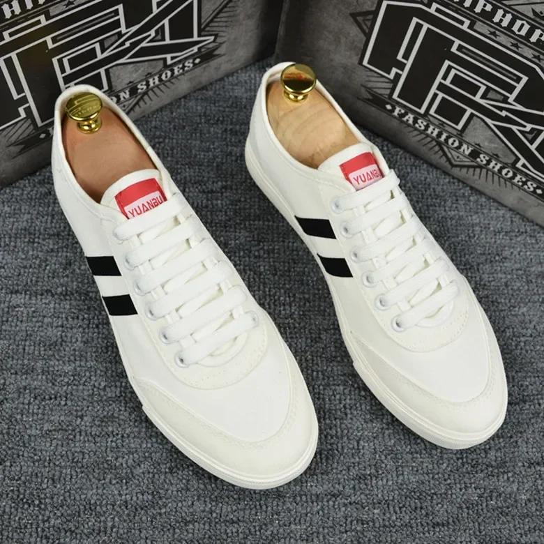 Buty wiosenne dla mężczyzn Płócienne buty codzienne Pasiasty Oddychające Płaskie buty do skateboardingu Uliczne młodzieżowe Sznurowane trampki
