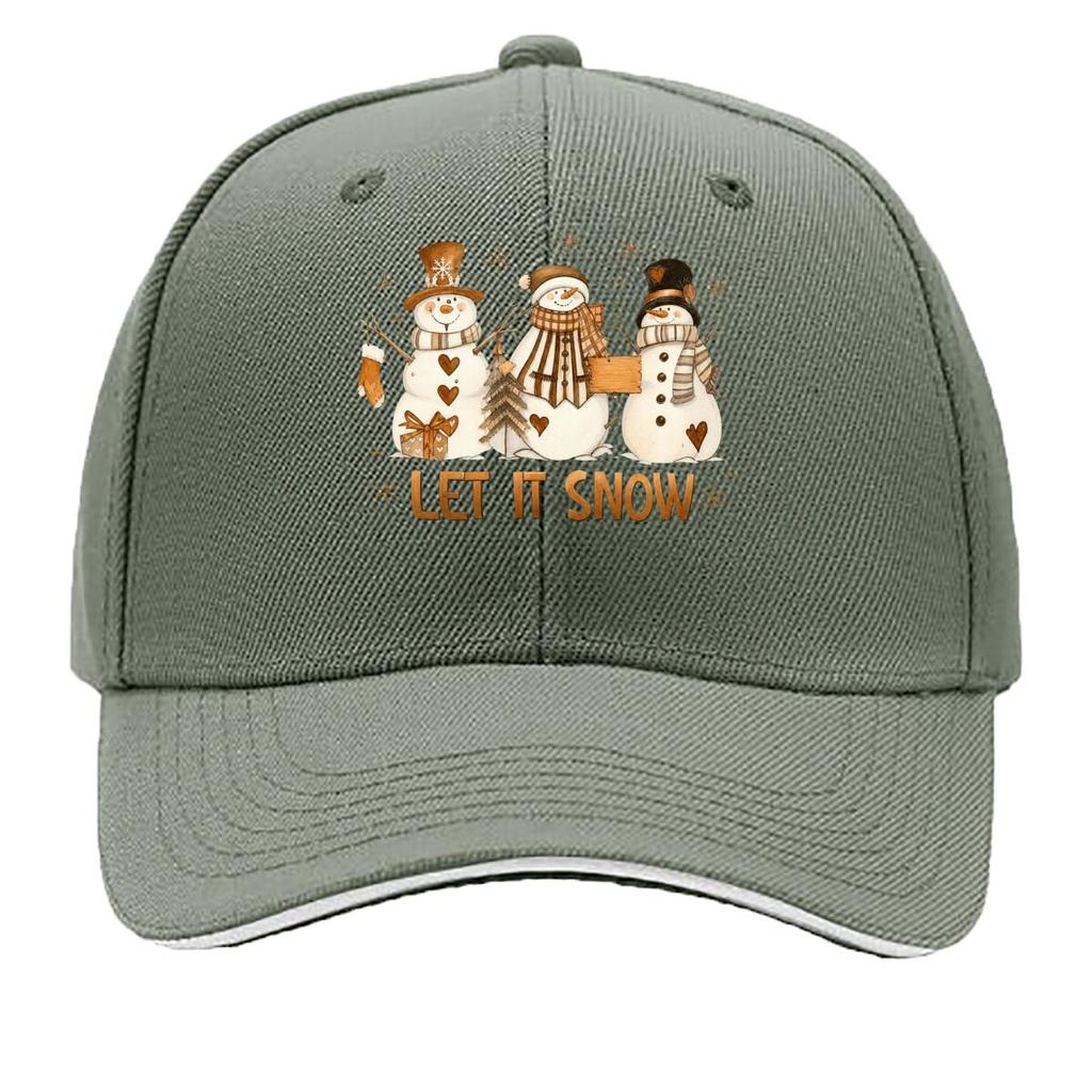 Let It Snow Three SnowUnisex Christmas Winter Design Sandwich Baseball Cap Sun Cap Outdoor Workouts Hat