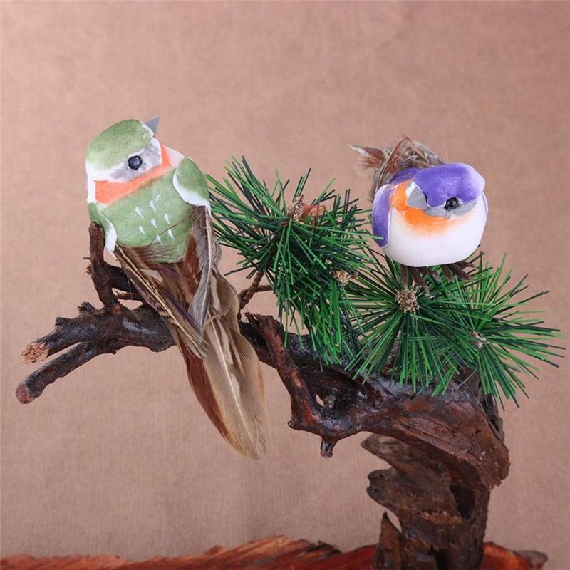 12pcs/Set Simulation Feather Birds Models Fake Artificial Foam Animal Wedding Home Garden Figurine Ornament Miniature Decoration