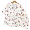 Summer Cartoon Cute Cold Silk Cool Short-Sleeved Suit Printed Pajamas Women'S Happy Bear Loungewear