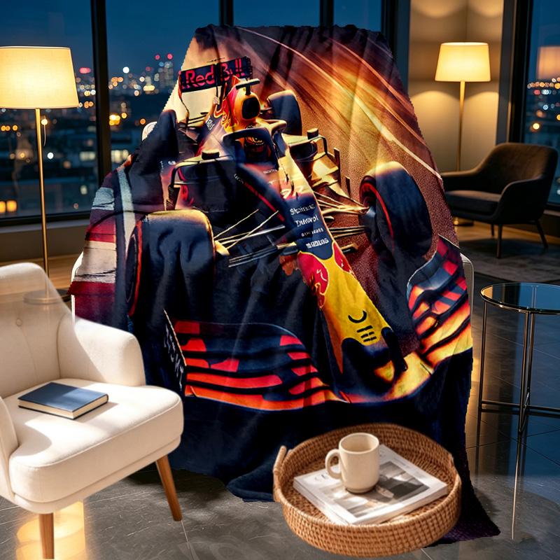 Přikrývka s potiskem Red Bull Racing - Měkká a pohodlná, do ložnice, na cesty, na pohovku, jako domácí dekorace - Dárek k narozeninám, Vánocům pro kamaráda