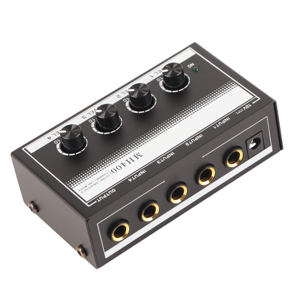 4?Channel Line Mixer Mini Metal Ultra Low Noise Hub Microphone Audio Equipment MH400US Plug 110V
