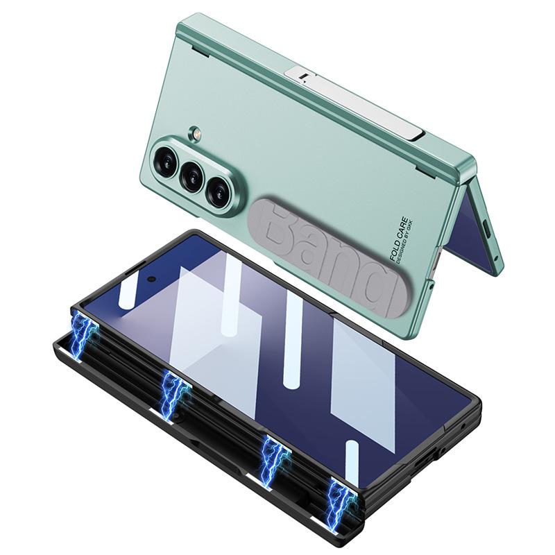 Suitable for Samsung Z Fold7 Mobile Phone Case New Magnetic Hinge Case Film Integrated Silicone Wristband Bracket Protective Cover