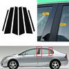 6Pcs Car Glossy Black Pillar Post Sticker Trim For Honda Civic Sedan 2006-2011 Auto Door Window Exterior Molding Decal Parts