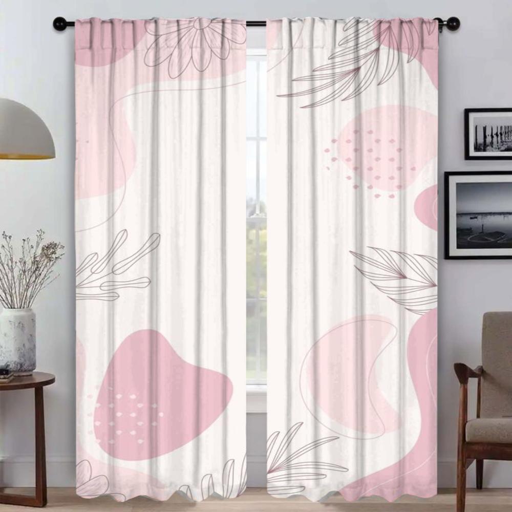 Concise Style Plants Curtains for Living Room Curtain for Room 2 Panel Shades Partition Home Interior Curtains Kitchen Blackout