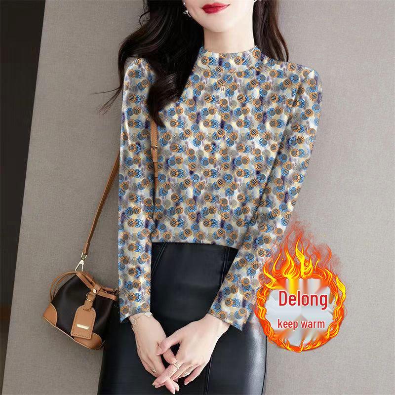 

Women s Thermal Ribbed Base Layer Top: High Neck, Long Sleeve, Floral Design for Autumn/Winter XL (Recommended: 105-120 kg)