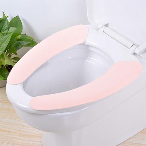 1 Pair Soft Toilet Seat Cover Washable Paste Toilet Seat Pad Bathroom Warmer Seat Lid Cover Pad Closestool Sticky Mat Villus