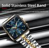 Business Quartz Watch Men Gold White Chronograph Dress Wristwatch with Stainless Steel Band Auto Date Luminous Hands 24-hour