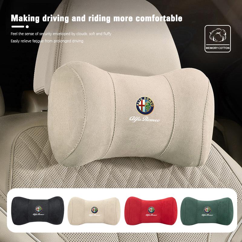 Oreiller de Protection de Cou pour Voiture Appui-tête Coton à Mémoire Support Lombaire Pour Alfa Romeo Giulietta Mito 159 Giulia Stelvio 156 147 Tonale