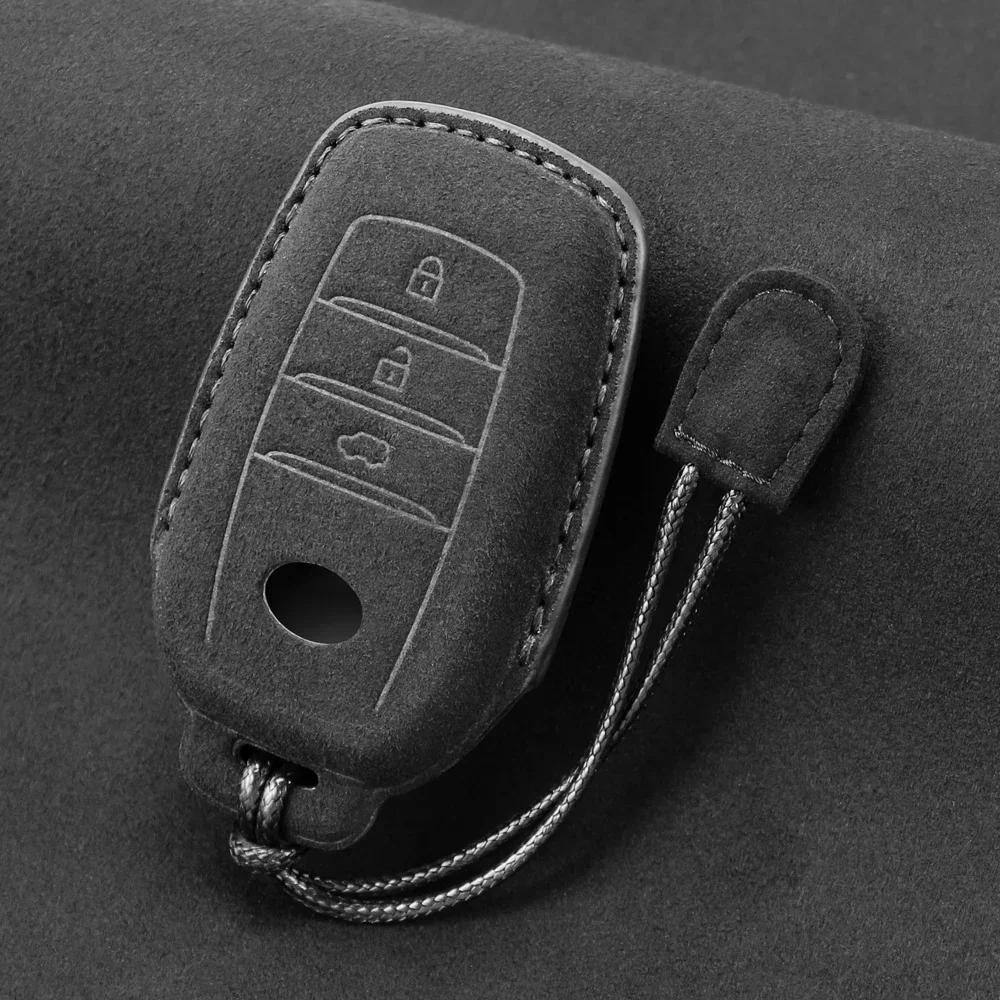 

Кожаный чехол для дистанционного ключа автомобиля для Toyota RAV4 Crown Hilux Fortuner Camry Land Cruiser Prado Protect Shell Fob Accessories чёрный