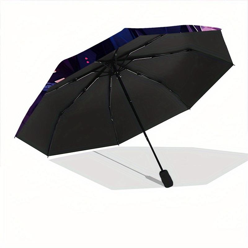 1pc Moon Raven Automatic Folding Umbrella - Lightweight, Retractable Design with 8-Rib Durability, Perfect for Outdoor Adventures, Fashionab