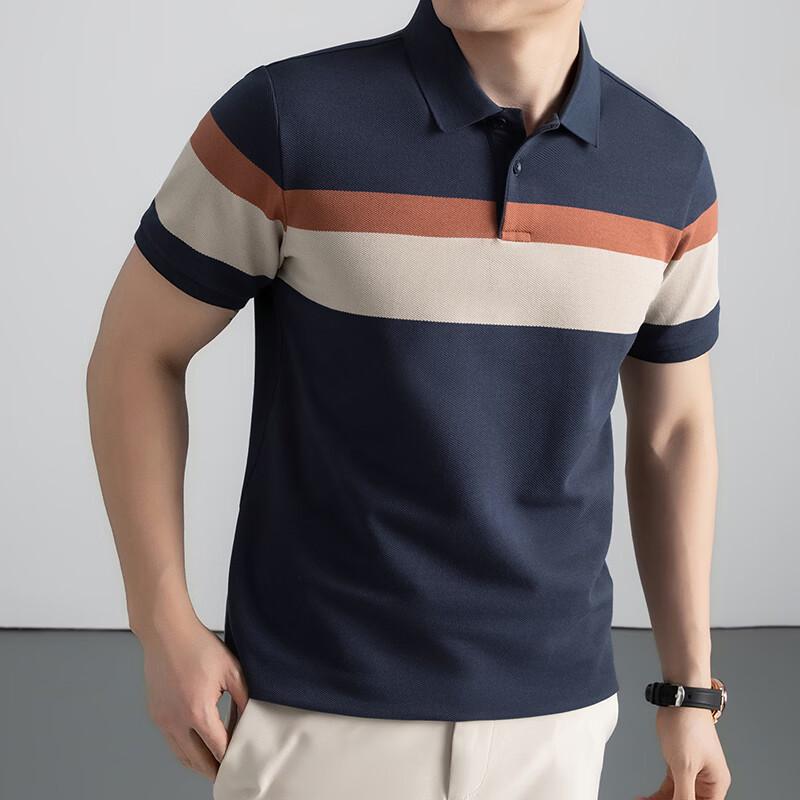Firstview Men's Summer Striped Short-Sleeve Polo Shirt