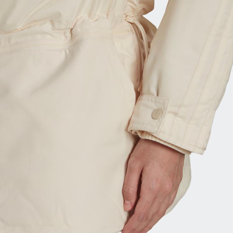 Adidas Originals Solid Color Zipper Hooded Cotton Jacket Women Jacket White HK5249