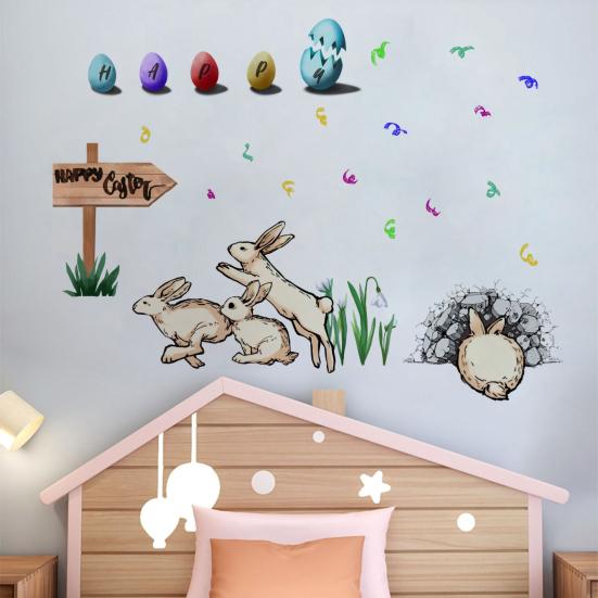 

2 шт./компл. наклейка на окно очаровательный кролик ПВХ Пасхальный праздник наклейка на стену