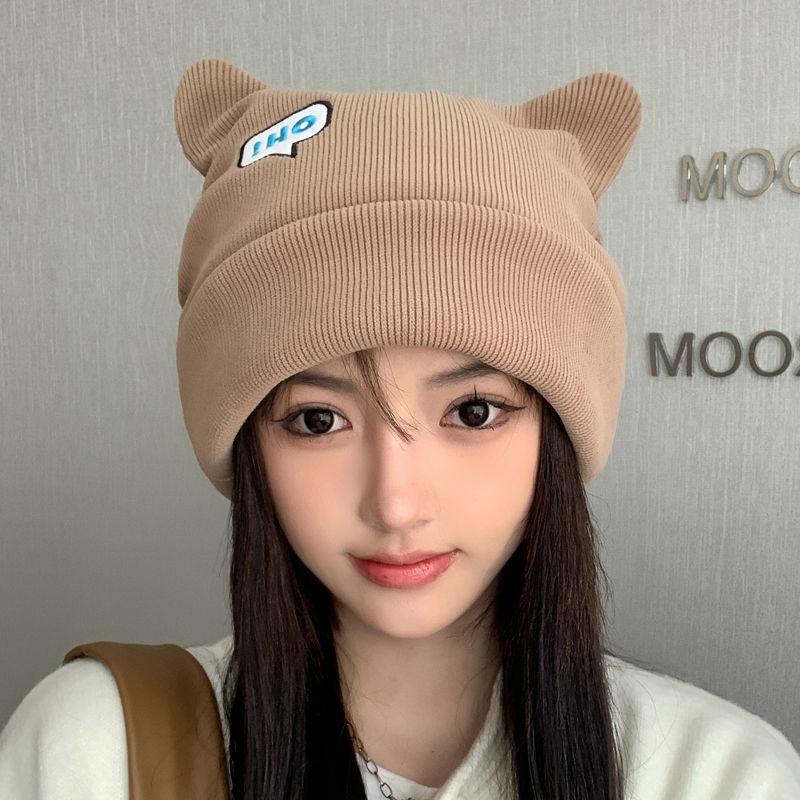 Knitted wool hat Children's stacking hat Autumn and winter warm fashion versatile warm Korean version Baotou cold hat show face