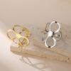 Lemegeton Large Flower Open Rings Women Stainless Steel Gold Color Adjustable Finger Ring Bohemian Jewelry Wedding Gift