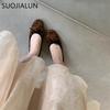 Fashion SUOJIALUN Spring New Women Flat Sheos Fashion Round Toe Shallow Slip On Ladies Ballerinas Shoes Soft Sole Outdoor Ballet Shoes