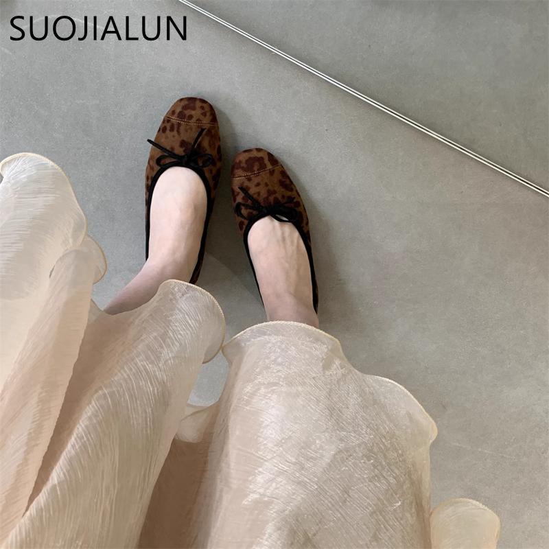 Fashion SUOJIALUN Spring New Women Flat Sheos Fashion Round Toe Shallow Slip On Ladies Ballerinas Shoes Soft Sole Outdoor Ballet Shoes