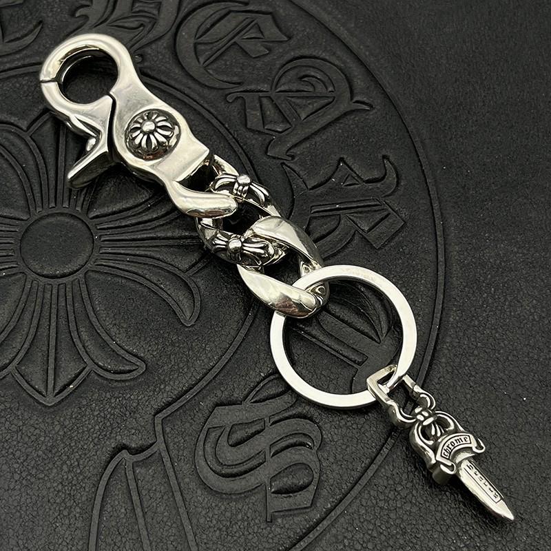 

CH Trendy Thai Серебряный ретро-брелок-подвеска в виде креста, цветка и меча с карабином