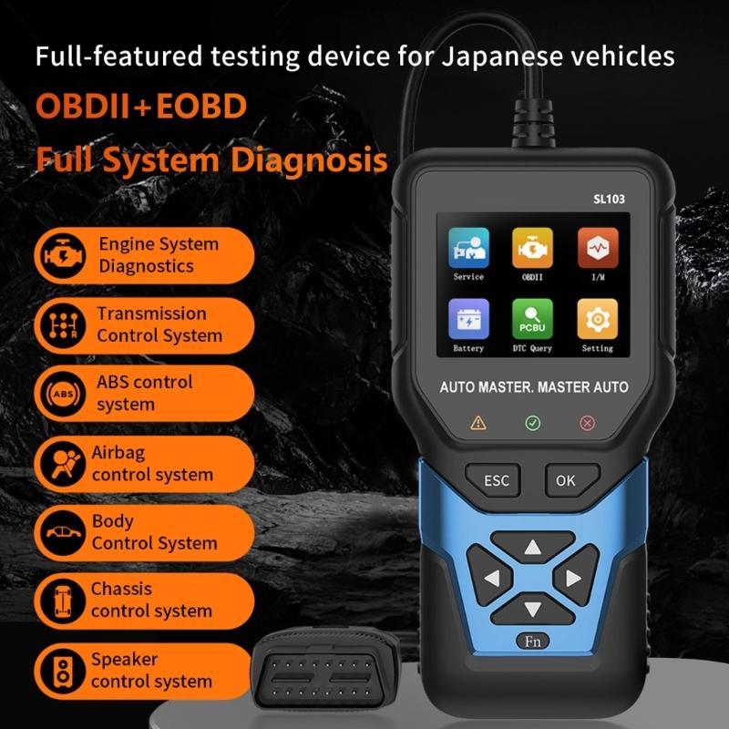 Advanced Vehicle Diagnostic Inspection Scanner For Vehicles Engine Transmission ABS Analysis 9 Languages 2.8Inch Display