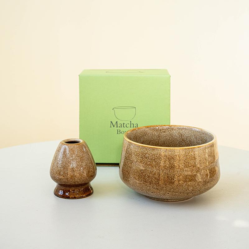 Matcha Bowl with Mouth Matcha Tool Brush Tea Bowl Mixer Utensil Set Japanese Ceramic Kiln-changing Glaze 1000