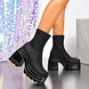 Women's Boots Platform Sole Square Heel One Kick Shoes Women Leisure Dress 10.5cm Heel High Concise Classic Zapatillas De Mujer