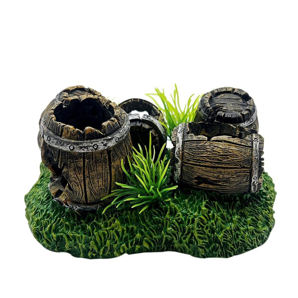 Fish Tank Ornaments, Aquarium Resin Wine Barrel Decorations, Fish Tanks Hideout Cave House Landscaping For Fish Shrimp Breeding Resting Playing