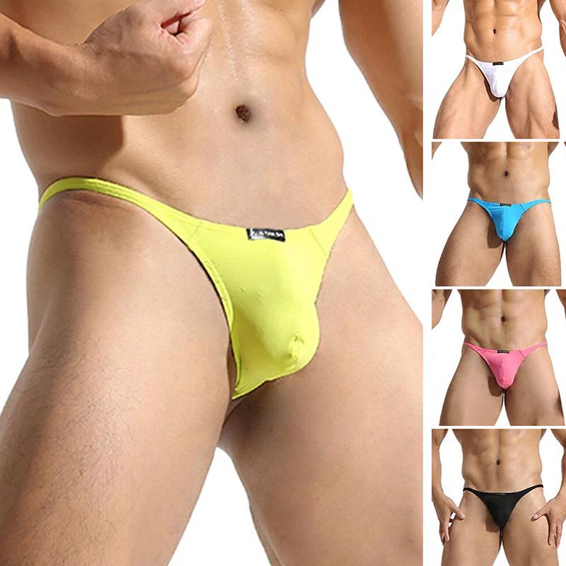 1Pc Nylon Solid Color C-string Sexy Underpants T-back Thong Underwear Men's Panties