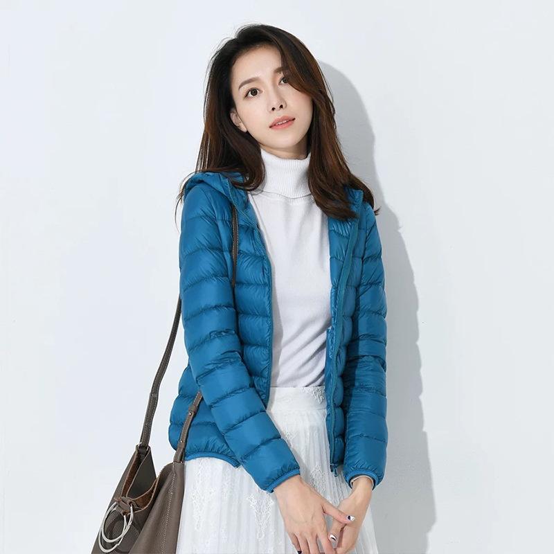 Women Winter Ultralight Hooded Jacket Ultra Thin Warm Lightweight Down Jacket Portable Fashion Hoodies Jacket