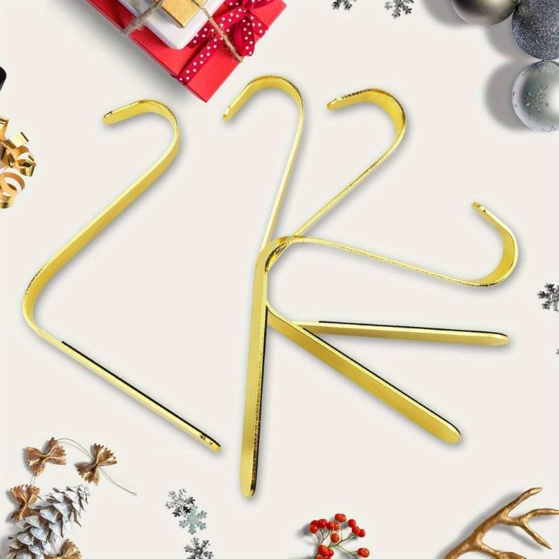 Pack of 4 Sturdy Metal Stocking Holders Home Accessoyr for Christmas Fireplaces Decoration and Holiday Mantels Hook