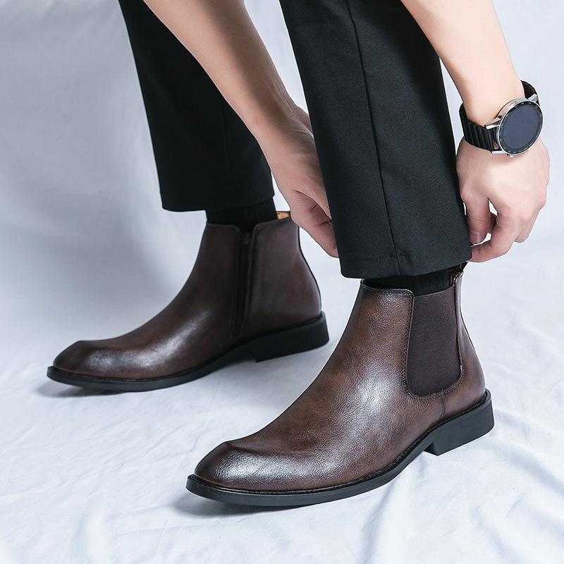 Autumn and Winter New Chelsea Boots Large Size British Leather Shoes Polished Retro Foot Boots