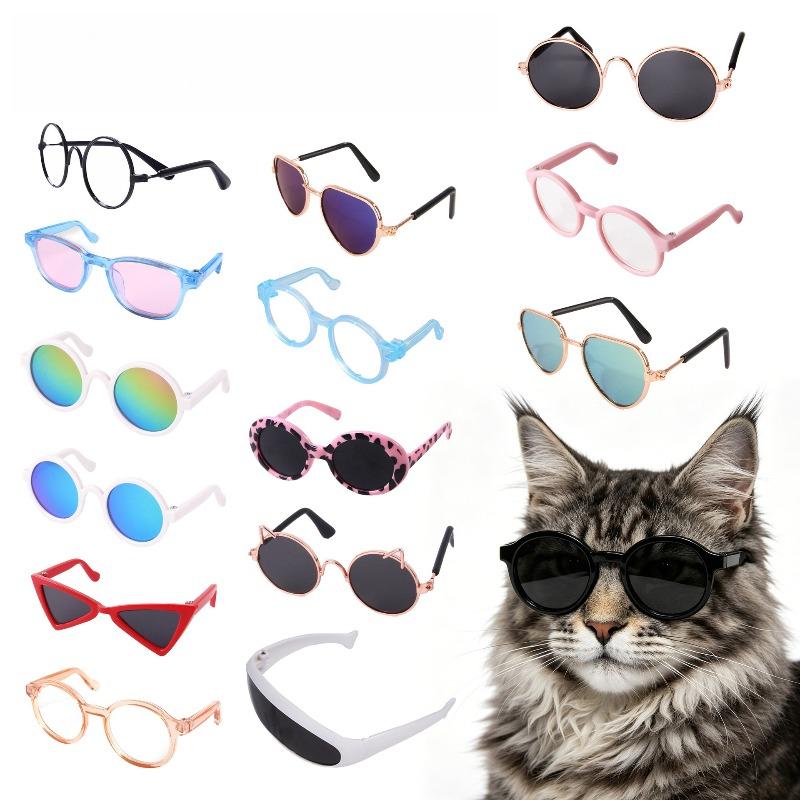 Cute Pet Sunglasses Assorted Styles Round Triangle Pilot Decor Glasses Cat Dog Fashion Photo Prop Pet Accessory