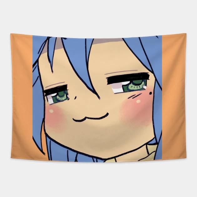 Tsukasa Hiiragi And Her Pink Flip Phone / Lucky Star Tapestry Dormitory Bedhead Sofa Living Room Background Decoration Tapestry