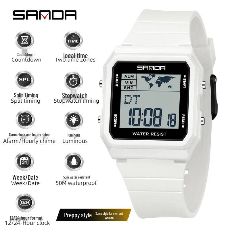 Sanda Luminous Waterproof Sports Watch with Multifunctional Analog Pointer