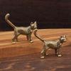 Kreative Retro Messing Kleine Haustierkatze Statue Interessante Mini Langschwanzkatze Tischdekoration Miniatur Heimdeko Handwerk Geschenk
